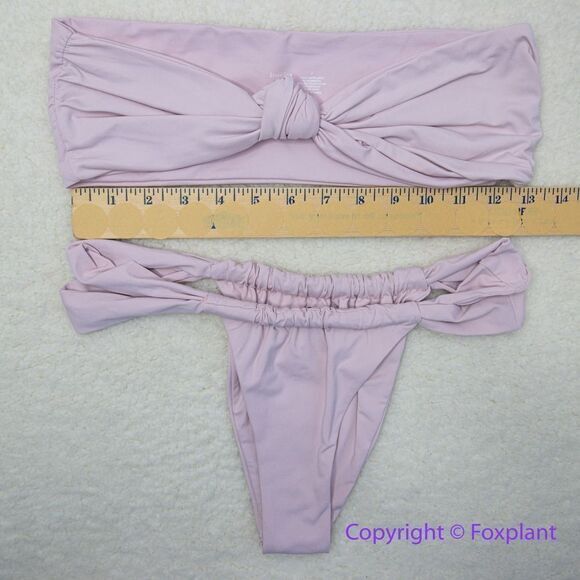New! Set! Stone Fox Swim lele knotted bandeau top bijou bottoms, size M - Picture 6 of 11